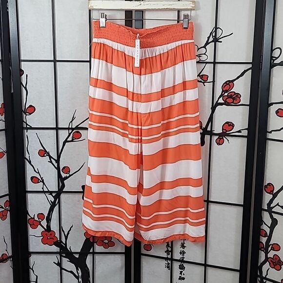 Seafolly Horizontal Orange & White Striped Elastic waist lounge pants - Picture 1 of 10